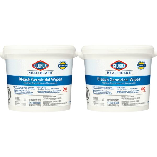 Clorox Healthcare Bleach Germicidal Wipes – 12 x 12 Inches, 110 Count, Disinfectant Wipes for Healthcare and Commercial Use - Image 3