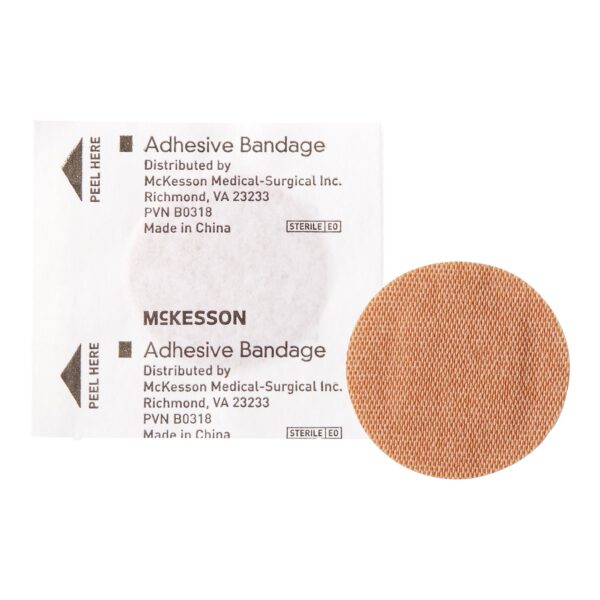 McKesson Round Tan Adhesive Spot Bandage, 1 Inch - Durable Fabric and Sterile Design - Image 2