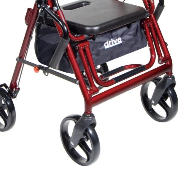 Drive Duet Four-Wheel Rollator and Transport Chair in Burgundy, Part No. 795BU - Image 5