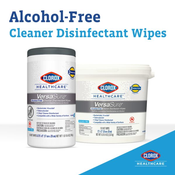 Clorox Healthcare VersaSure Disinfectant Wipes Canister – Alcohol-Free Surface Disinfection, 85 Count - Image 6