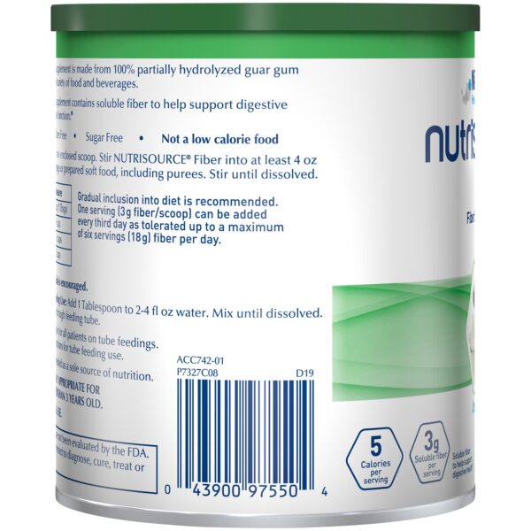 Nutrisource Fiber Supplement - 7.2 oz Canister with Partially Hydrolyzed Guar Gum for Digestive Health - Image 7