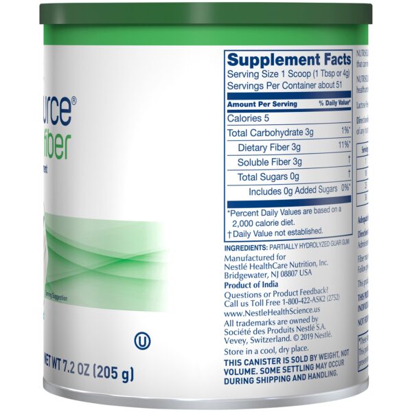 Nutrisource Fiber Supplement - 7.2 oz Canister with Partially Hydrolyzed Guar Gum for Digestive Health - Image 4