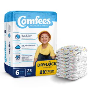 Comfees Size 6 Premium Baby Diapers with Total Fit System and Refastenable Tabs