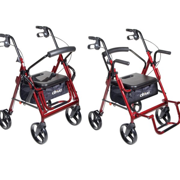 Drive Duet Four-Wheel Rollator and Transport Chair in Burgundy, Part No. 795BU - Image 4
