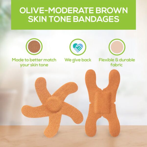 Tru-Colour Olive Adhesive Bandages for Knuckles and Fingertips * Waterproof Fabric Strips, Sterile, 20 Pack - Image 3