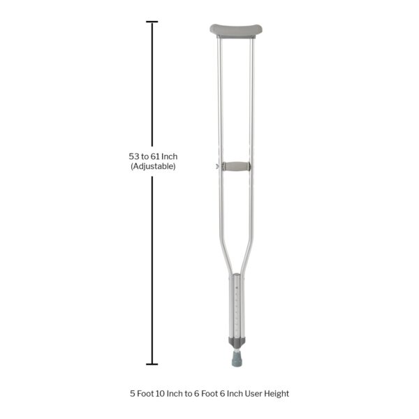 McKesson Aluminum Underarm Crutches for Tall Adults * 350 lb Capacity, Adjustable Height from 53 to 61 Inches - Image 3