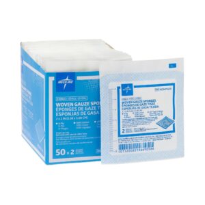 Medline Sterile USP Type VII Gauze Sponge, 2 x 2 Inch, 8-Ply - Pack of 50