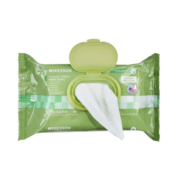 McKesson Flushable Wet Wipes - Scented, 96 Pack, Gentle & Septic-Friendly Personal Hygiene - Image 9