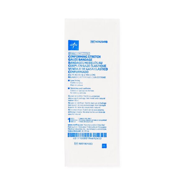 Medline Sterile Conforming Bandage, 4 Inch x 4-1/10 Yard, White, Non-25498 - Image 2
