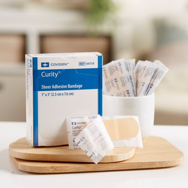 Curity* Sheer Adhesive Bandage, 1 x 3 Inch * Thin, Water-Resistant Wound Care Solution - Image 6