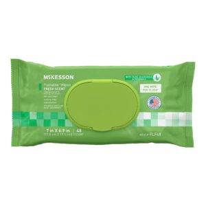 McKesson Flushable Wet Wipes - Scented, 48 Count Pack with Snap Lid, Gentle & Septic-Friendly Personal Hygiene Wipes