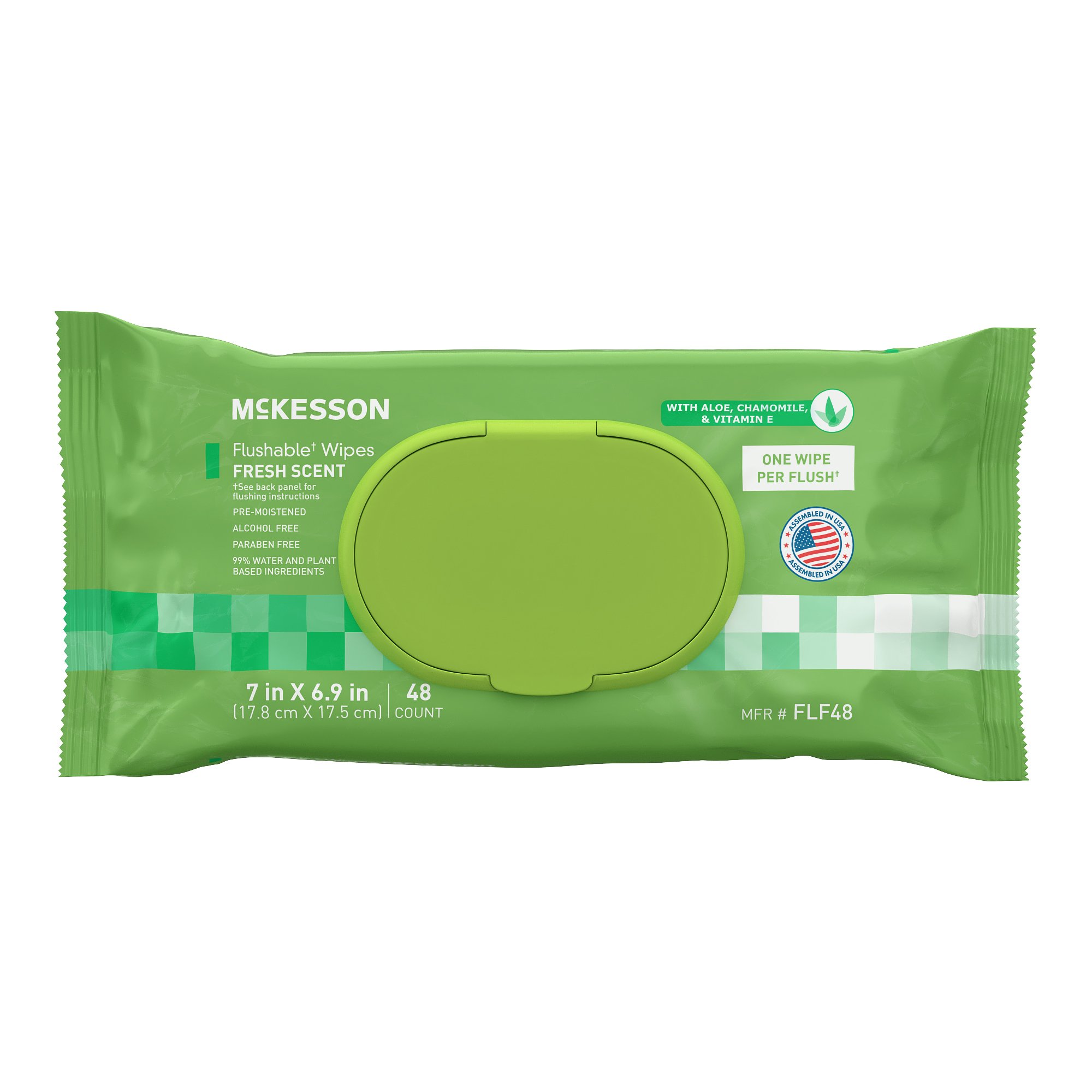 McKesson Flushable Wet Wipes - Scented, 48 Count Pack with Snap Lid, Gentle & Septic-Friendly Personal Hygiene Wipes