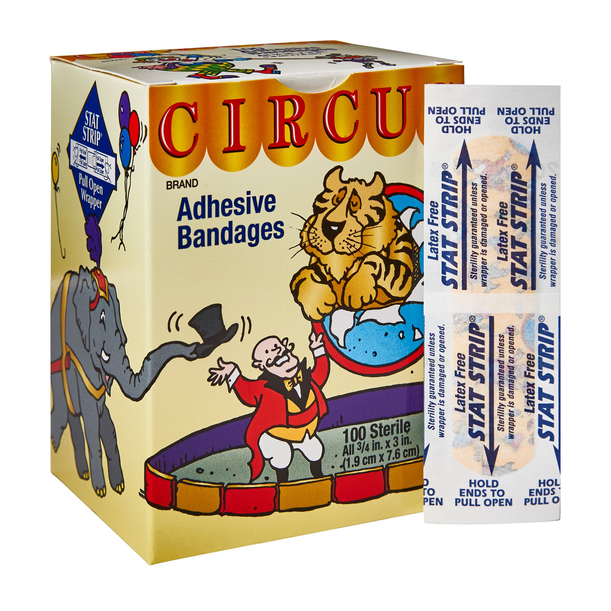 American? White Cross Stat Strip? Circus Kid Design Adhesive Bandage, 3/4 x 3 Inches