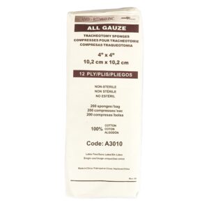 All Gauze 951136 PK - 12-Ply White Split Gauze Sponge, 4 x 4 Inch, Pack of 200