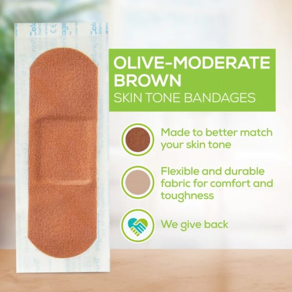 Tru-Colour Skin Tone Olive Fabric Adhesive Bandages * 1 x 3 Inch, Pack of 100 - Image 3