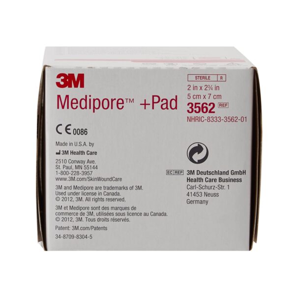3M Medipore Sterile Adhesive Dressing, 2 x 2-3/4 Inch, Soft Cloth Material with Absorbent Pad - Image 4