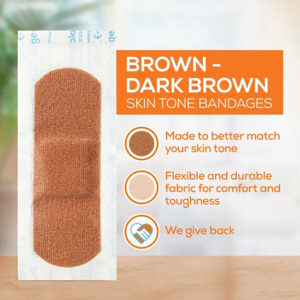 Tru-Colour Skin Tone Shade Fabric Bandage Adhesive Strips * Brown, 1 x 3 Inch - Image 3