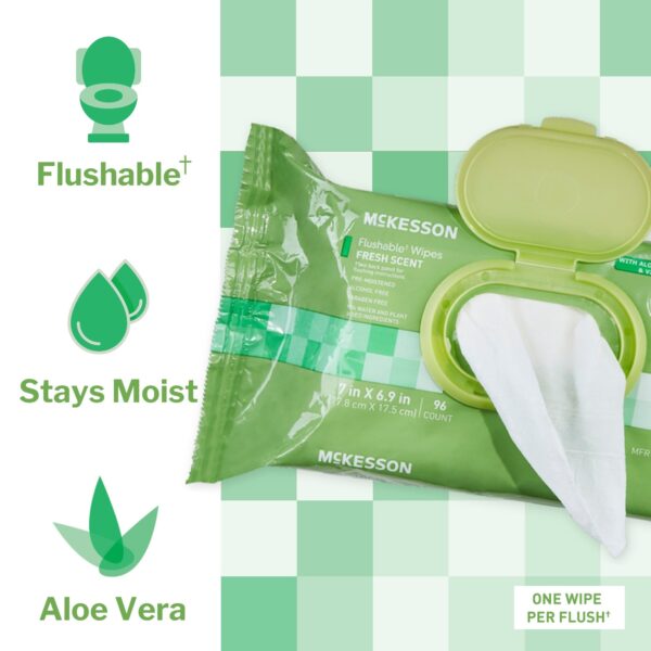 McKesson Flushable Wet Wipes - Scented, 96 Pack, Gentle & Septic-Friendly Personal Hygiene - Image 2