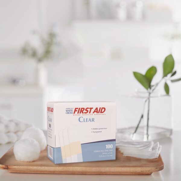 American White Cross First Aid Clear Adhesive Bandage 3/4 x 3 Inches, Box of 100 - Image 4