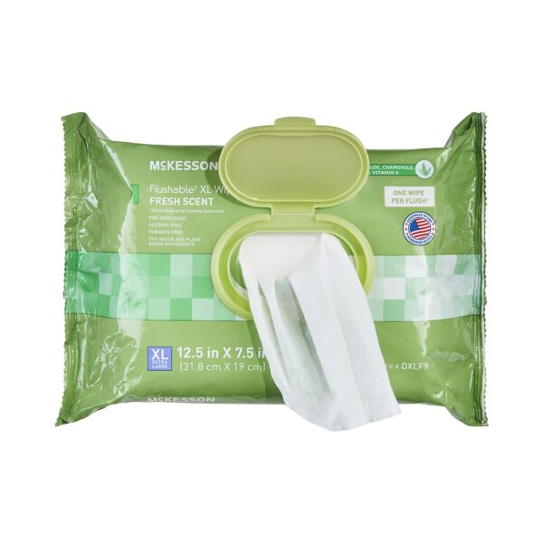 McKesson Flushable Wet Wipes XL Scented – 96 Pack with Snap Lid for Personal Hygiene - Image 9