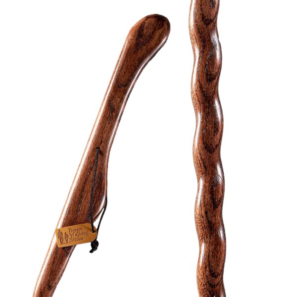 Brazos Twisted Oak Hitchhiker Handcrafted Walking Stick - 58 Inch Red Oak with Rubber Tip - Image 2
