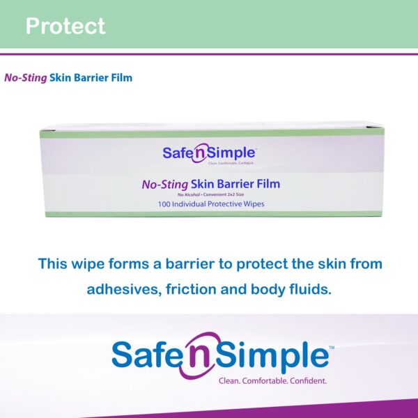 Safe N Simple™ No-Sting Skin Barrier Wipes - Sterile, Unscented, Alcohol-Free, 100 Count - Image 8