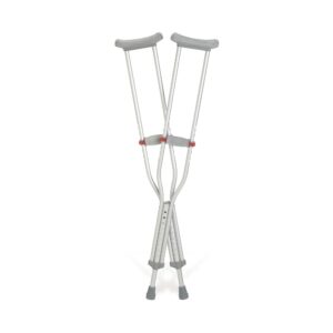 Red Dot Adult Underarm Crutches with Adjustable Height and Aluminum Frame