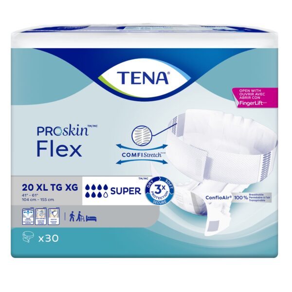 TENA ProSkin Flex Super Belted Incontinence Briefs, Extra Large (Size 20, 41-61 Inch Waist) - Heavy Absorbency, Breathable, FSA Eligible - Image 2