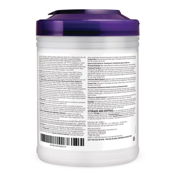 Super Sani-Cloth® Large Germicidal Disinfectant Wipes - 160 Count Canister - Image 2