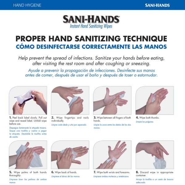 Sani-Hands Hand Sanitizing Wipes with 70% Ethyl Alcohol, Scented, 5.5 x 8.4 Inch Soft Pack - Image 2