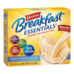 Carnation Breakfast Essentials Vanilla Nutritional Drink by Nestle * Protein & Vitamin Supplement for On-the-Go Nutrition