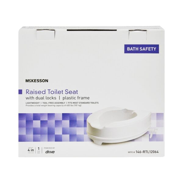McKesson Raised Toilet Seat with 4-Inch Height – 400 lbs Capacity, White, No Arms - Image 2