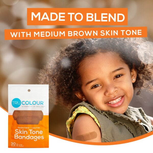 Tru-Colour Brown Adhesive Bandages 1 x 3 Inch - Waterproof Fabric Strips for Wound Care - Image 7