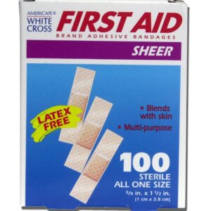 American White Cross First Aid Adhesive Strip, 3/8 x 1? Inch - Sterile Plastic Wound Bandage