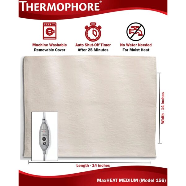 Thermophore MaxHEAT Moist Heating Pad 14 x 14 Inches – Electric Reusable Therapy Pad for Targeted Heat Relief - Image 6
