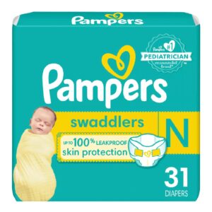Pampers Swaddlers Size 0 Baby Diapers - Heavy Absorbency, Refastenable Tabs, Kid Design Assorted Animals