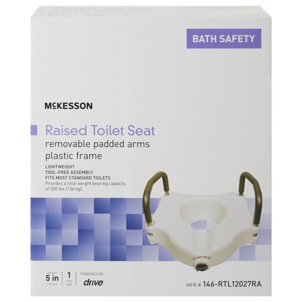 McKesson Raised Toilet Seat with Arms - 5 Inch Height, White, Supports Up to 300 lbs - Image 3