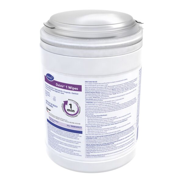 Diversey Oxivir® 1 Surface Disinfectant Wipes Canister – 160 Count - Image 2