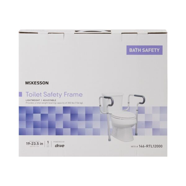 McKesson Toilet Safety Rail with Adjustable Waterfall Armrests - Gray Aluminum - Image 3