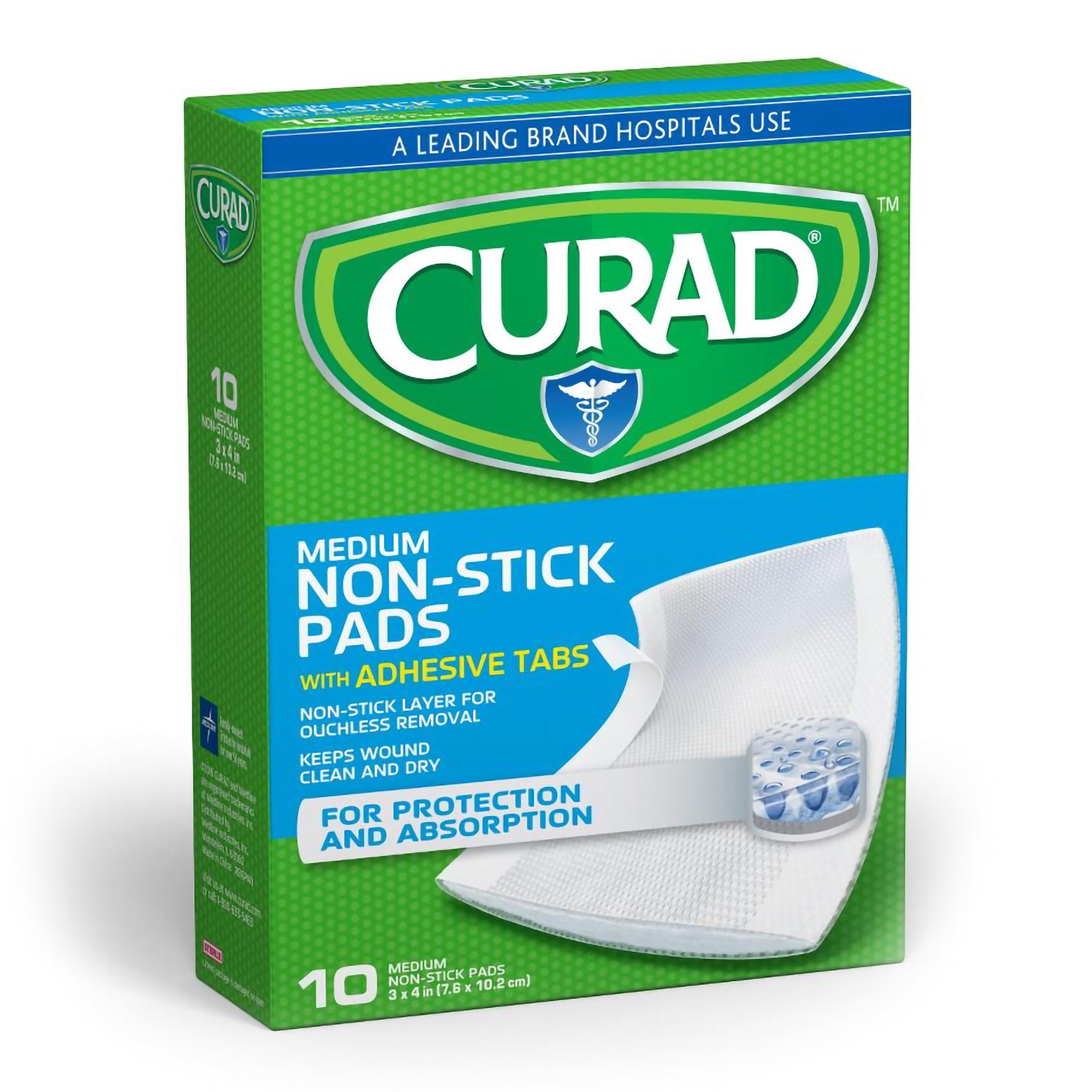 Curad? Non-Stick Adhesive Bandages, 3 x 4 Inch, Box of 10