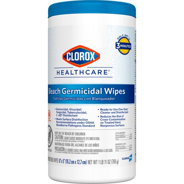 Clorox Healthcare Bleach Germicidal Wipes Canister – 150 Count - Image 5