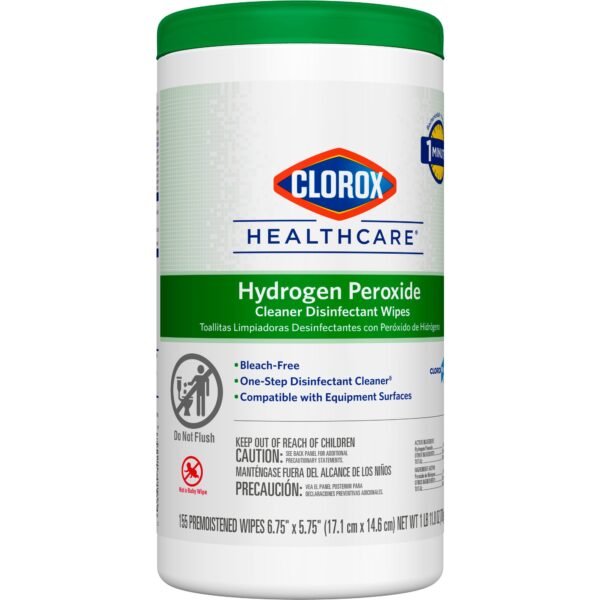 Clorox Healthcare Hydrogen Peroxide Disinfectant Wipes 6.75 x 5.75 Inches – 155 Count Canister for Surface Disinfection - Image 4