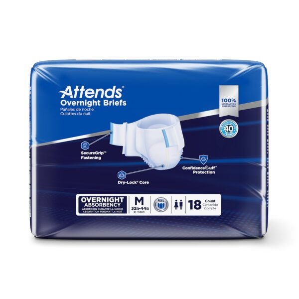 Attends® Overnight Incontinence Briefs Medium, Heavy Absorbency, Refastenable Tabs, Cloth-Like Backing - Image 2