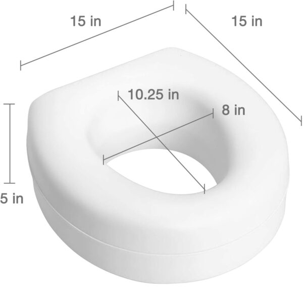HealthSmart® Raised Toilet Seat, 14-1/2 x 15 Inch - Adds 5 Inches for Better Comfort and Stability - Image 4