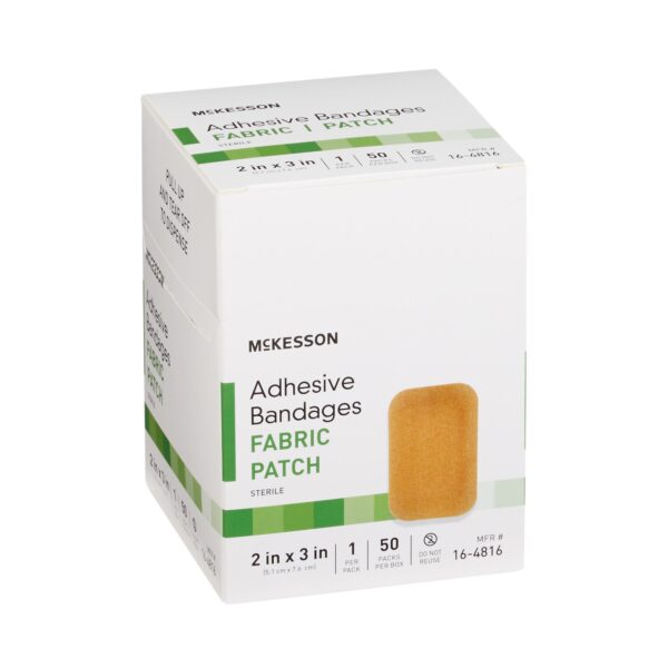 McKesson Tan Adhesive Bandage, 2 x 3 Inch - Durable Fabric Wound Care Strip - Image 6