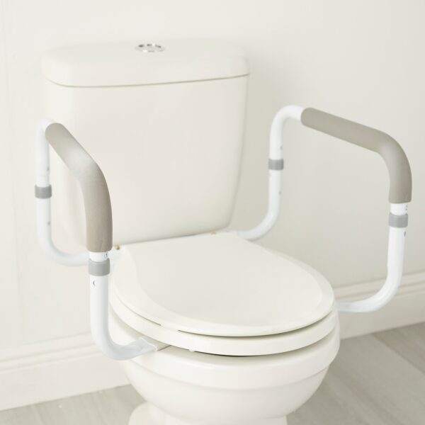 McKesson Toilet Safety Rail with Adjustable Width and Cushioned Handles - White Steel Support for Up to 300 lbs - Image 5