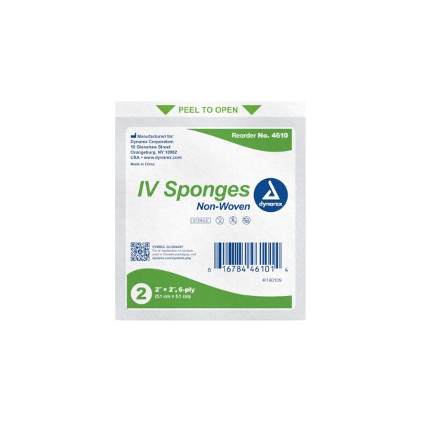 Dynarex I.V. Sponge, 2 x 2 inch, 6-Ply - Sterile Nonwoven Gauze for IV and Wound Care - Image 3