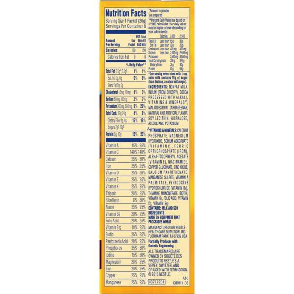 Carnation Breakfast Essentials Light Start Chocolate Nutritional Drink Mix by Carnation, Part No. 10050000540423 - Image 3