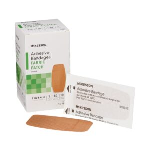 McKesson Tan Adhesive Bandage, 2 x 4 Inch - Comfortable Fabric Wound Cover