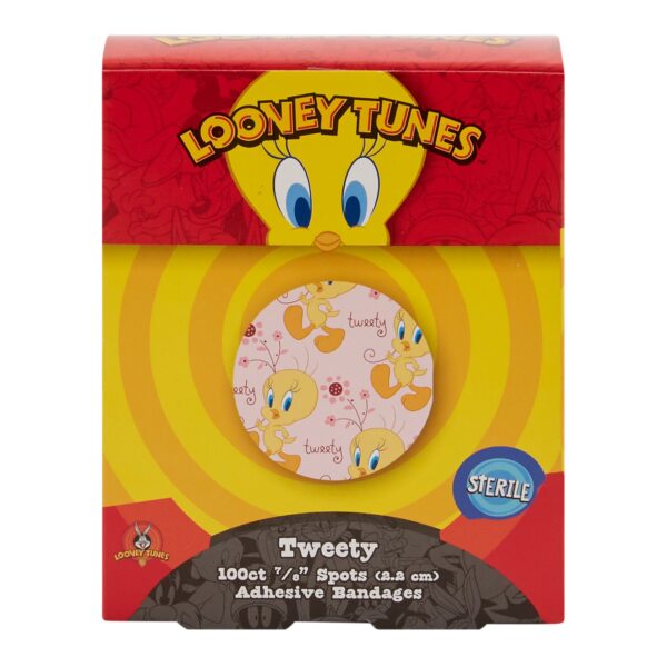 Looney Tunes* Stat Strip? Adhesive Spot Bandage, 7/8 Inch Round - Tweety Bird Kid Design - Image 2
